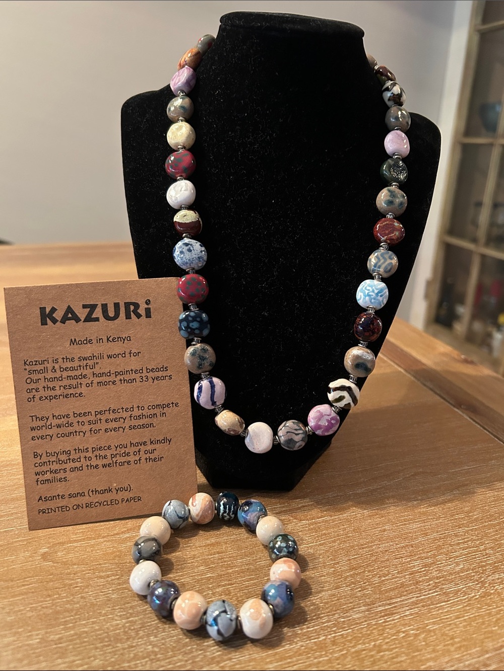 Multicolor Hand-Painted Ceramic Bead Necklace — Vibrant Women's Jewelry